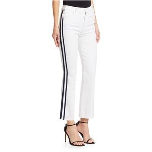 MOTHER THE HUSTLER ANKLE WHITE NAVY GLASS SLIPPER RACE JEANS SIZE 27 NWTS!